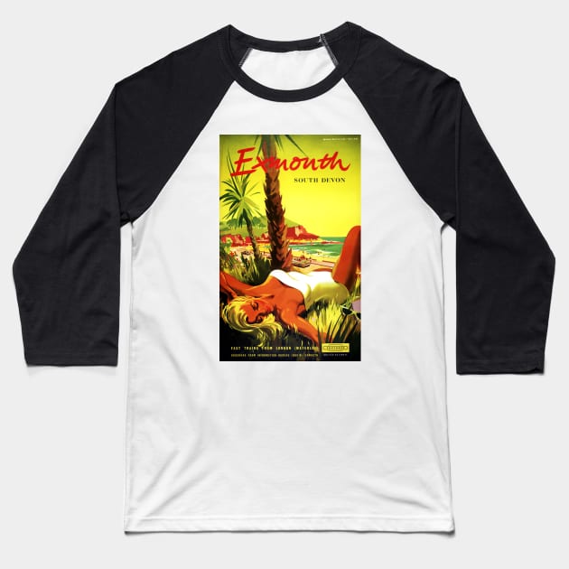 Vintage Travel Poster England Exmouth South Devon Baseball T-Shirt by vintagetreasure